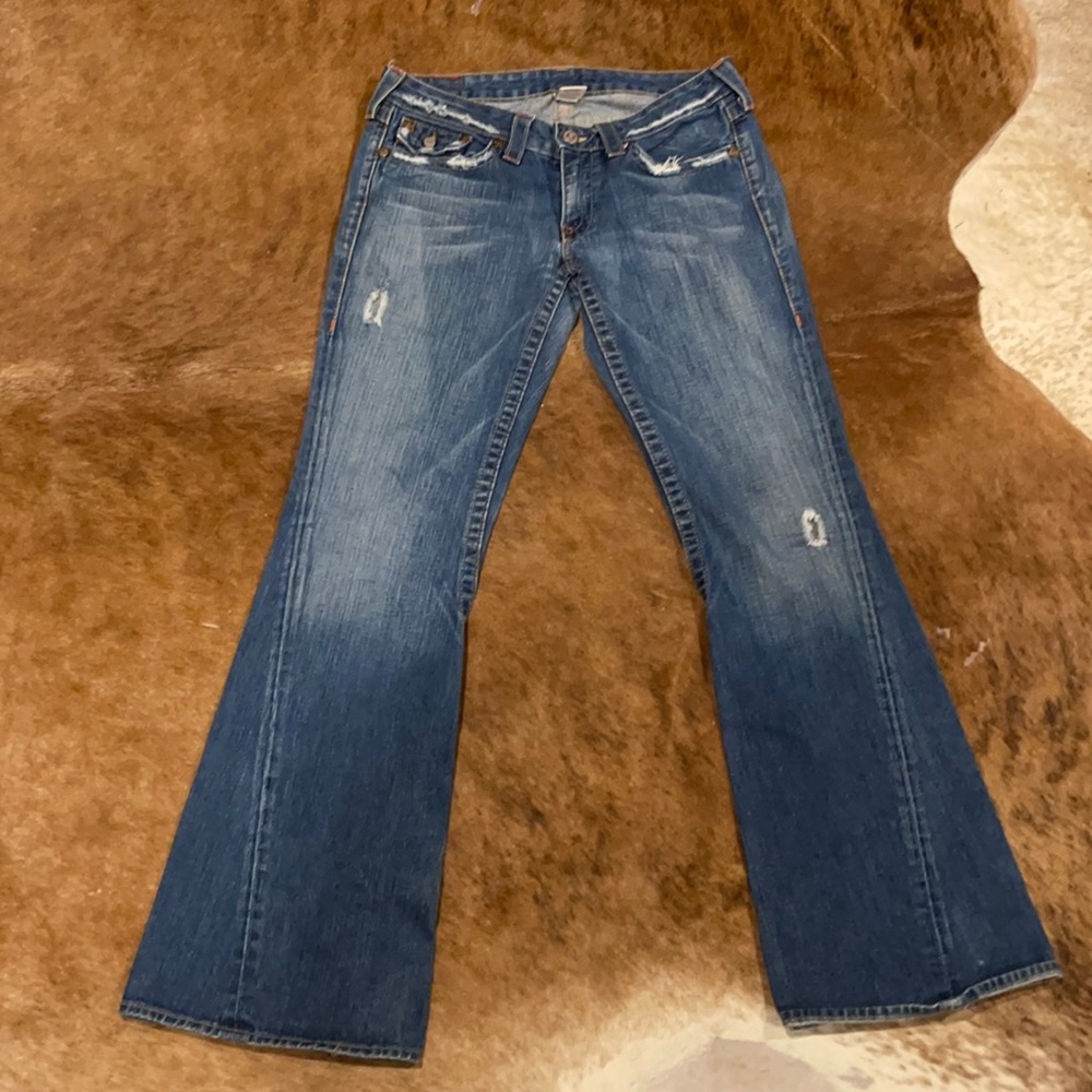 Dark denim, flare leg Joey jean.